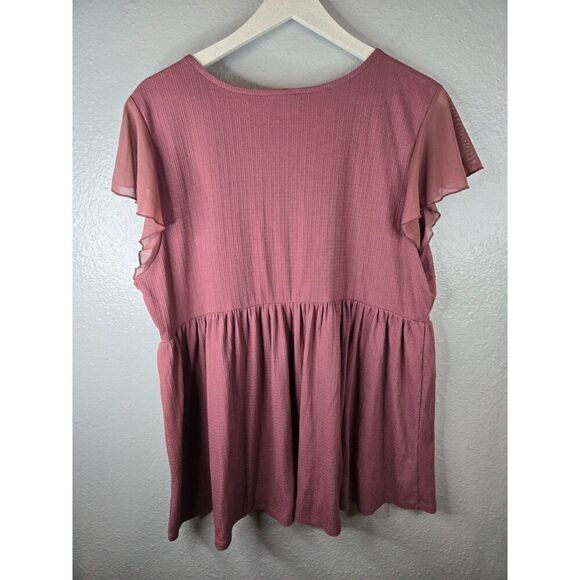 Torrid Women's Purple Embroidered Neckline Flutter Sleeve Top Size 2 | 2X - Picture 2 of 6